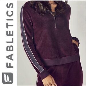 Fabletics Britt Purple Velour 1/4 Zip Top